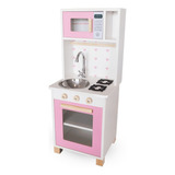Mini Cozinha Infantil Com Pia Fogão E Micro ondas Rosa
