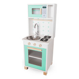 Mini Cozinha Infantil Com Pia Fogão E Microondas Cor Verde claro