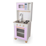 Mini Cozinha Infantil Mdf Com Pia Fogão E Micro ondas Lilás