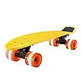 Mini Cruiser De Skate Padrão 15 Cm PP Deck Completo De Skate Duplo Com Caminhão De Liga De Alumínio De 8 Cm Rodas De Poliuretano Com Luz LED Para Crianças Adolescentes Adultos Amarelo