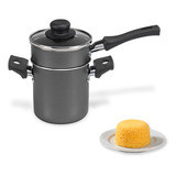 Mini Cuscuzeira Multiflon Antiaderente Cabo E Tampa De Vidro