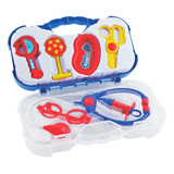 Mini Doutor Kit Maleta Acessórios De Médico Infantil Menino Cor Azul