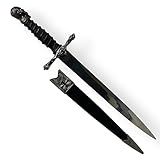 Mini Espada Adaga Medieval Guerreiro Punhal Preto Aço Inox Detalhe Espartano