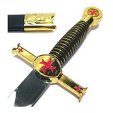 Mini Espada Medieval Cavaleiro Templario Dourada