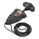 Mini Faca Adaga Tática De Defesa Pessoal Com Colar Dog Tag