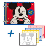Mini Fichário Argolado Mickey Refil Extra De Folhas