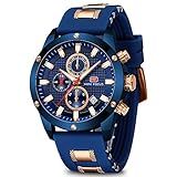Mini Focus Relógio Masculino Casual Esportivo -cronógrafo-à Prova D-água-luminoso-calendário- Pulseira De Silicone Moderna Relógio De Quartzo Para Homens- Azul- Relógio Social- Relógio