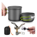 Mini Fogareiro Conjunto Panela Camping 2 Peças Talhere