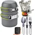  Mini Fogareiro + Conjunto Panela Camping 2 Peças+ Talheres