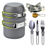Mini Fogareiro Conjunto Panela Camping Multifunção 2