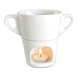 Mini Fondue Porcelana Tipo Caneca Casal 250ml Vela Rechaud