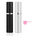 Mini Frasco Porta Perfume De Bolso Recarregável Viagem 5ml 2unidades preto E Prata 