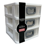 Mini Gaveteiro Organizador Pratico Pequeno C 3 Gavetas Gv17 Cor Branco
