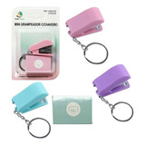 Mini Grampeador Chaveiro Caixa Com Grampos Papelaria Fofa Cor Sortidas