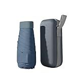 Mini Guarda Chuva Com Estojo Guarda Chuva De Viagem Portátil Dobrável à Prova De Vento Leve Para Mulheres Homens Crianças Azul Escuro 