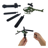 Mini Helicóptero De Brinquedo Com Lançador À Corda Puxa Voa