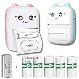 Mini Impressora Termica Com 1 Bobina De Papel Para Etiquetas Adesivas Sem Tinta Bluetooth Com USB Portatil Sem Fio Papel Termico Rosa