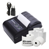 Mini Impressora Termica Portatil Bluetooth Kit C 15 Bobinas