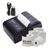 Mini Impressora Termica Portatil Bluetooth Kit C 5 Bobinas