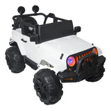 Mini Jipe Branco Elétrico Infantil 12v C Controle Som Carro