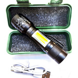 Mini Lanterna Led Tática Usb Zoom X2000 Pesca Camping Caça