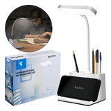 Mini Luminaria De Mesa Flexível 3 Cor Led Abajur Sem Fio Com Porta Caneta E Celular Kaizu