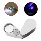 Mini Lupa Aumento 40x Led Branco E Uv Avaliação Dejoias 9890