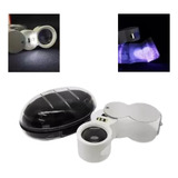 Mini Lupa Inox De Led Mão Bolso Aumento 40x Oferta 9888
