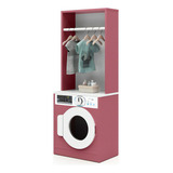 Mini Máquina De Lavar Lavanderia Infantil Diana Mdf Rosa