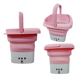 Mini Maquina De Lavar Roupas Dobrável 8 Litros Bivolt Rosa