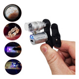 Mini Microscópio Lupa Portátil Celular Zoom 60x Luz Led E Uv