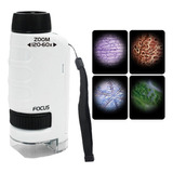 Mini Microscópio Portátil Portátil 60x-120x Com Luz Led