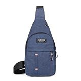 Mini Mochila Bolsa Pochete Masculina De Ombro Transversal Saída Para Fone De Ouvido Alça Ajustável 2 Compartimentos Azul