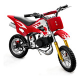 Mini Moto Cross Vermelha Gasolina 2 Motor 2 Tempos P Trilha