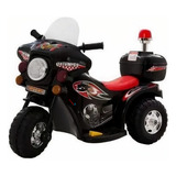 Mini Moto Eletrica Infantil Policia Criança Som Luz Preta