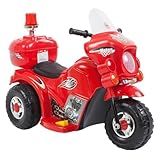 Mini Moto Elétrica Infantil Policial Vermelha Com Som Sirene E Luz Giroflex Com Baú