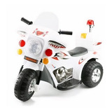 Mini Moto Elétrica Infantil Triciclo Criança Bateria 6v Importway Bw002 b Branco Polícia Bivolt
