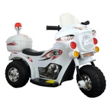 Mini Moto Elétrica Infantil Triciclo Criança Bateria Recarregável 6v Importway Bw002 Polícia Bivolt Cor Branco