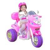 Mini Moto Eletrica Infantil Triciclo Pink Com Capacete 12v