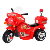 Mini Moto Elétrica Infantil Triciclo Policial Vermelha 6v