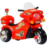 Mini Moto Elétrica Triciclo Criança Infantil Bateria 6v Importway Bw006 vm Vermelha Polícia Bivolt