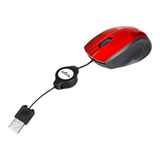 Mini Mouse Cabo Retrátil Usb Vermelho