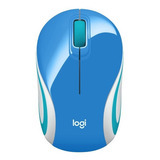 Mini Mouse Logitech Sem Fio Rc nano Usb 1000 Dpi M187 Azul Cor Azul