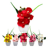 Mini Orquidea Artificial Arranjo Decorativo C Vaso Premium
