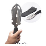 Mini Pá Multifuncional Aço Inox Acampamento Pesca Bushcraft