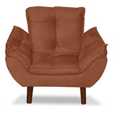 Mini Poltrona Cadeira Infantil De Criança Suede Terracota