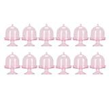Mini Prato De Bolo De 12 Peças Com Tampa Tampas De Cúpula De Suporte De Cupcake De Plástico Pequenos Expositores Transparentes De Cupcake De Doces Para Suprimentos De Festa De Plástico 2 