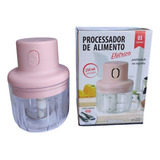 Mini Processador Alimentos Moedor Elétrico Alho Sem Fio Cor Rosa 110v 220v