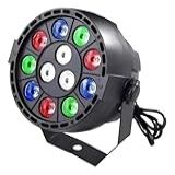 Mini Refletor PAR 12 LEDs RGBW DMX Strobo 12W-30W Bivolt 127-220V Com Display Digital- Ventilação E Modos Automático-Rítmico - Iluminação Para Festas E Eventos