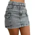 Mini Saia Cargo Jeans Preta Cinza Super Estilosa Tendência